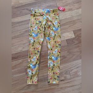 Little Girls Wonder Nation Gold Leggings with Fox & Butterflies Size XL 14/16